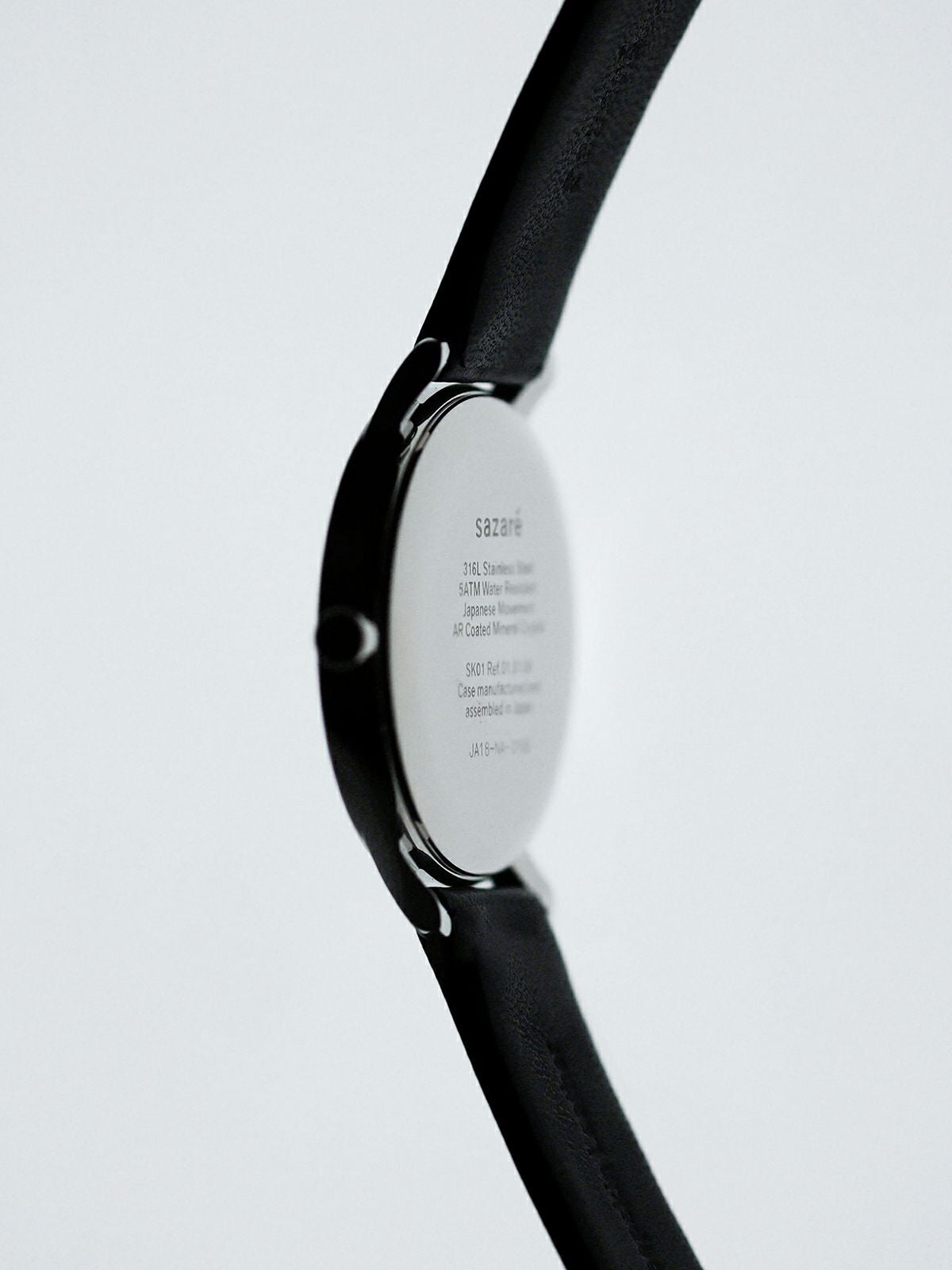 SK01 / SS SILVER HONING FINISH / BLACK DIAL / BLACK SHEEP SKIN