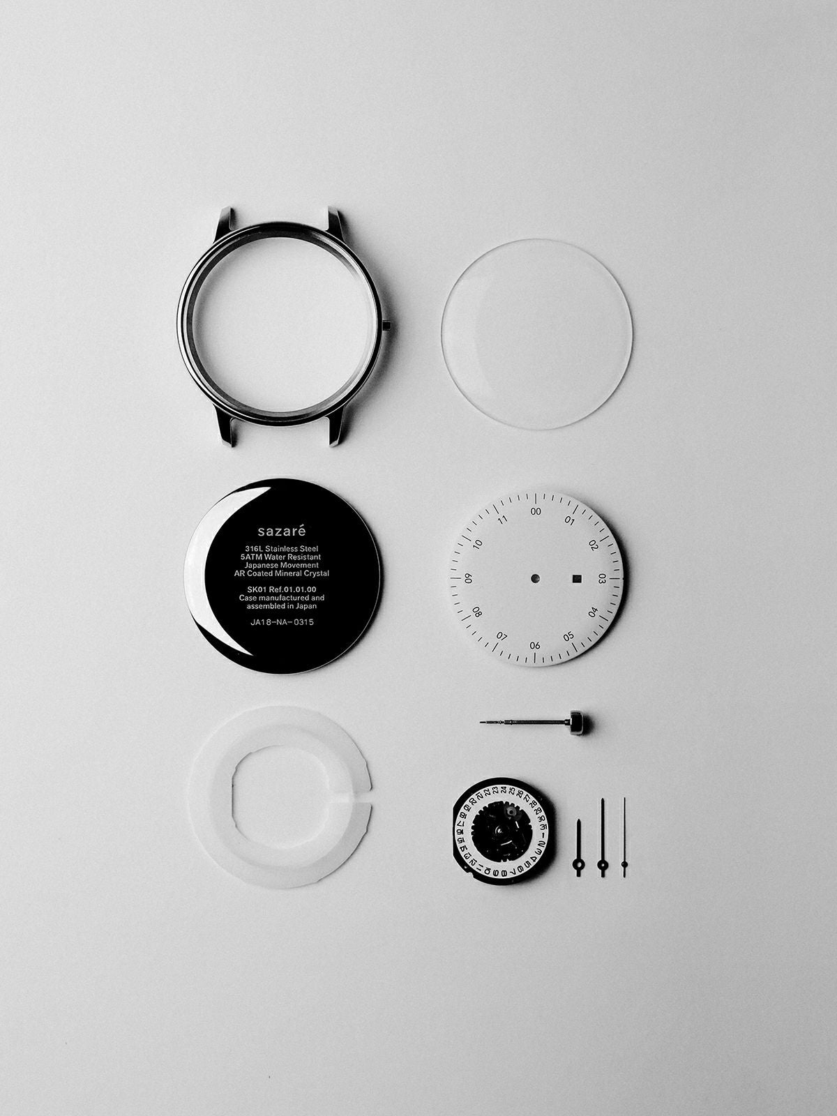 SK01 / SS SILVER HONING FINISH / BLACK DIAL / BLACK SHEEP SKIN