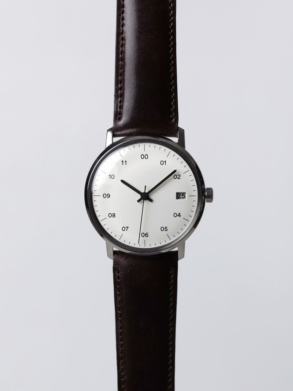 SK02 / SS SILVER MIRROR FINISH / WHITE DIAL / BROWN CORDOVAN